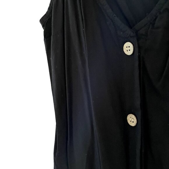 H&M Divided little black dress button detail v-neck casual summer staple - Picture 4 of 8